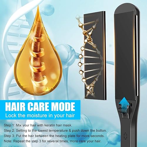 Miniatura 4 de Bcway Plancha de cabello profesional plancha plana de titanio flotante extra grande de 216 pulgadas para el cabello plancha alisadora de Negro