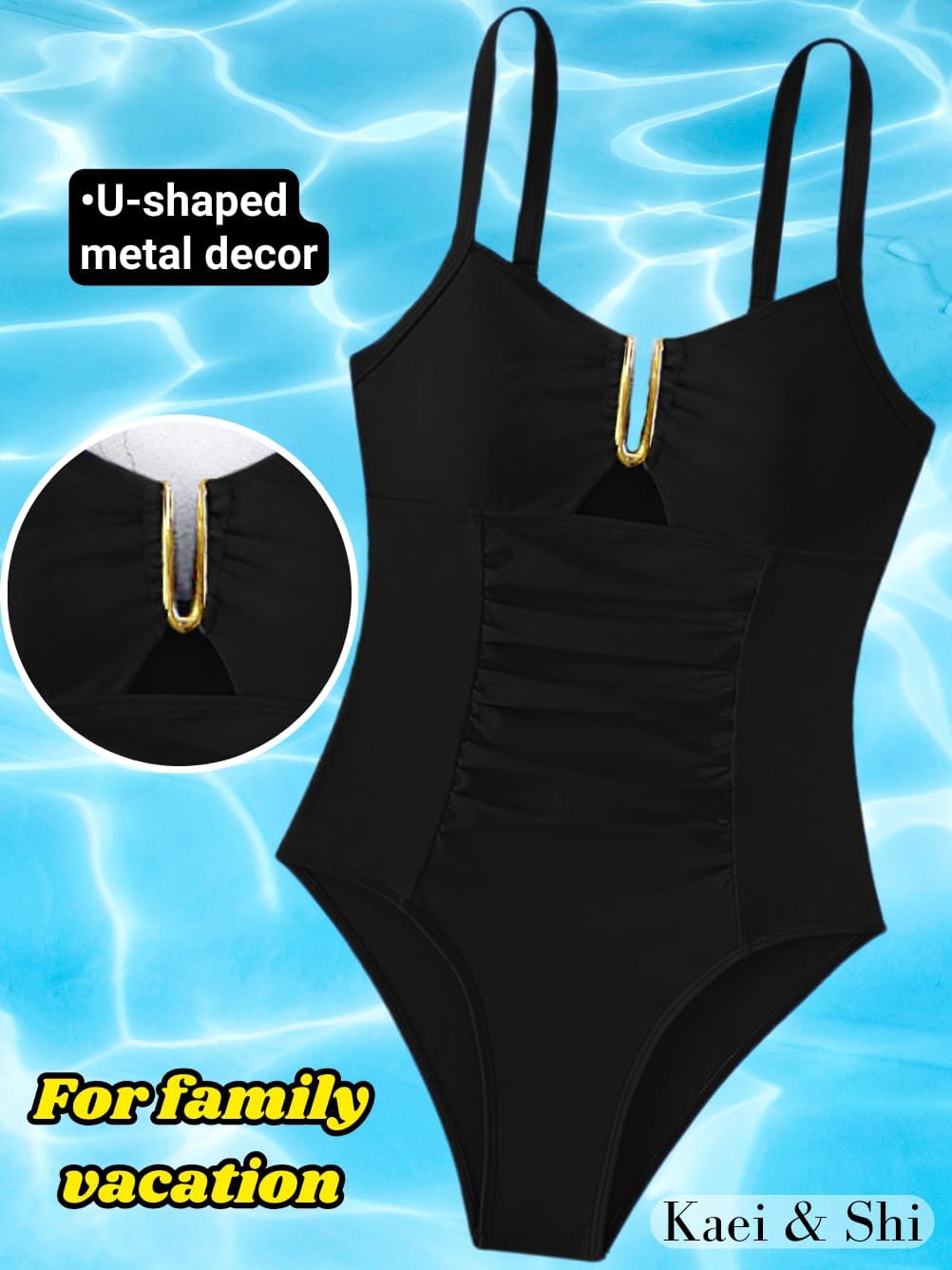 Kaei&Shi One Piece Swimsuit Women Tummy Control,Bathing Suit,Slimming Ruched Corset Cheeky Swimsuits