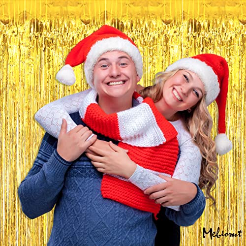 Image of 4 Pack Gold Fringe Curtain Backdrop, 3.2Ft x 6.6Ft Metallic Tinsel Foil Fringe Streamers Background for Photo Booth Birthday Wedding Baby Shower Carnival Easter Mother's Day Party Decorations