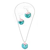 Cute Colorful Doughnut Earring Necklace Set Sweet Snack Donut Dangle Drop Earring Doughnut Pendant Necklace Creative Jewelry for Women