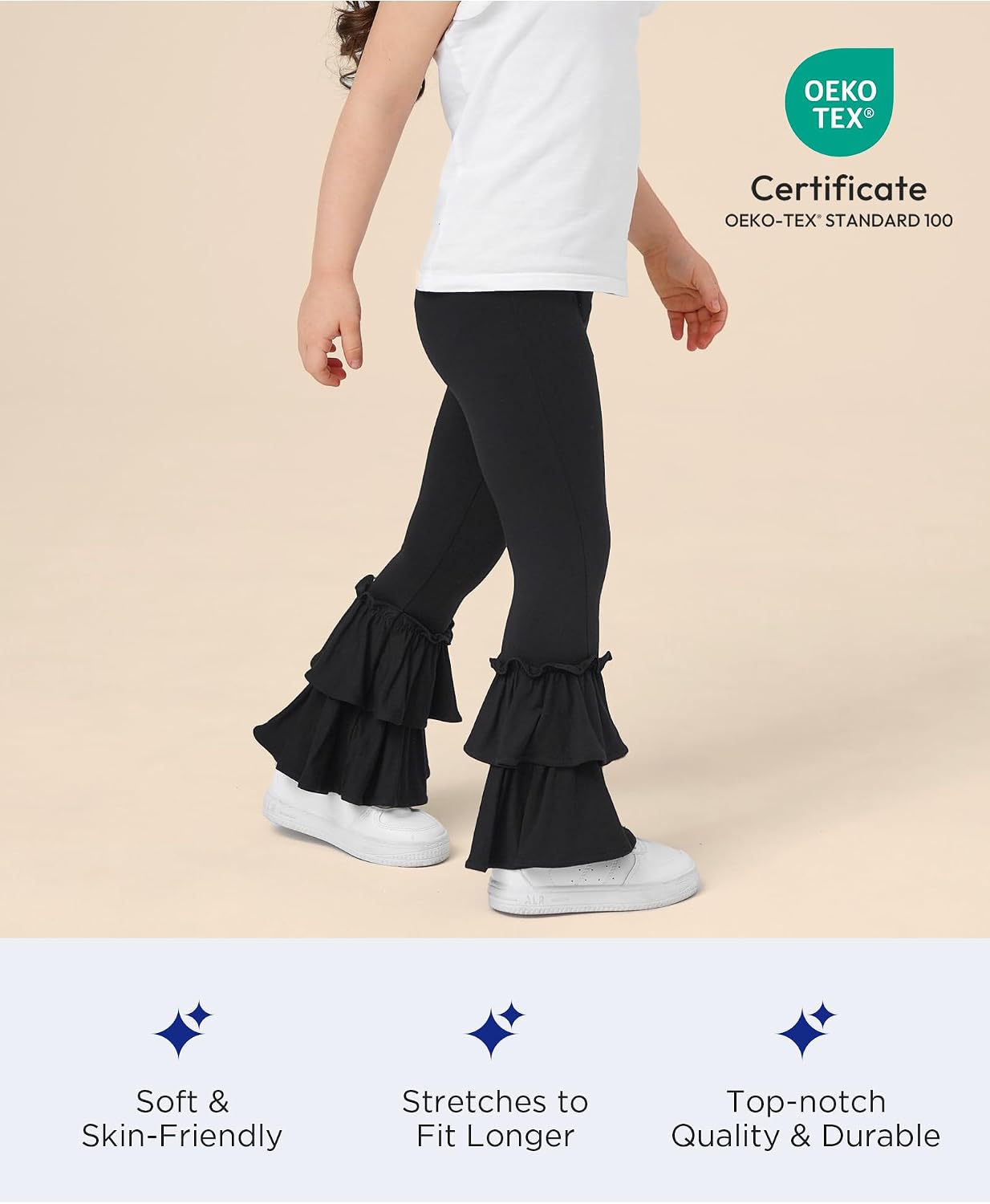 Bamboo Viscose Pants for Girls Toddler Bell Bottoms Ruffled Flare Leggings