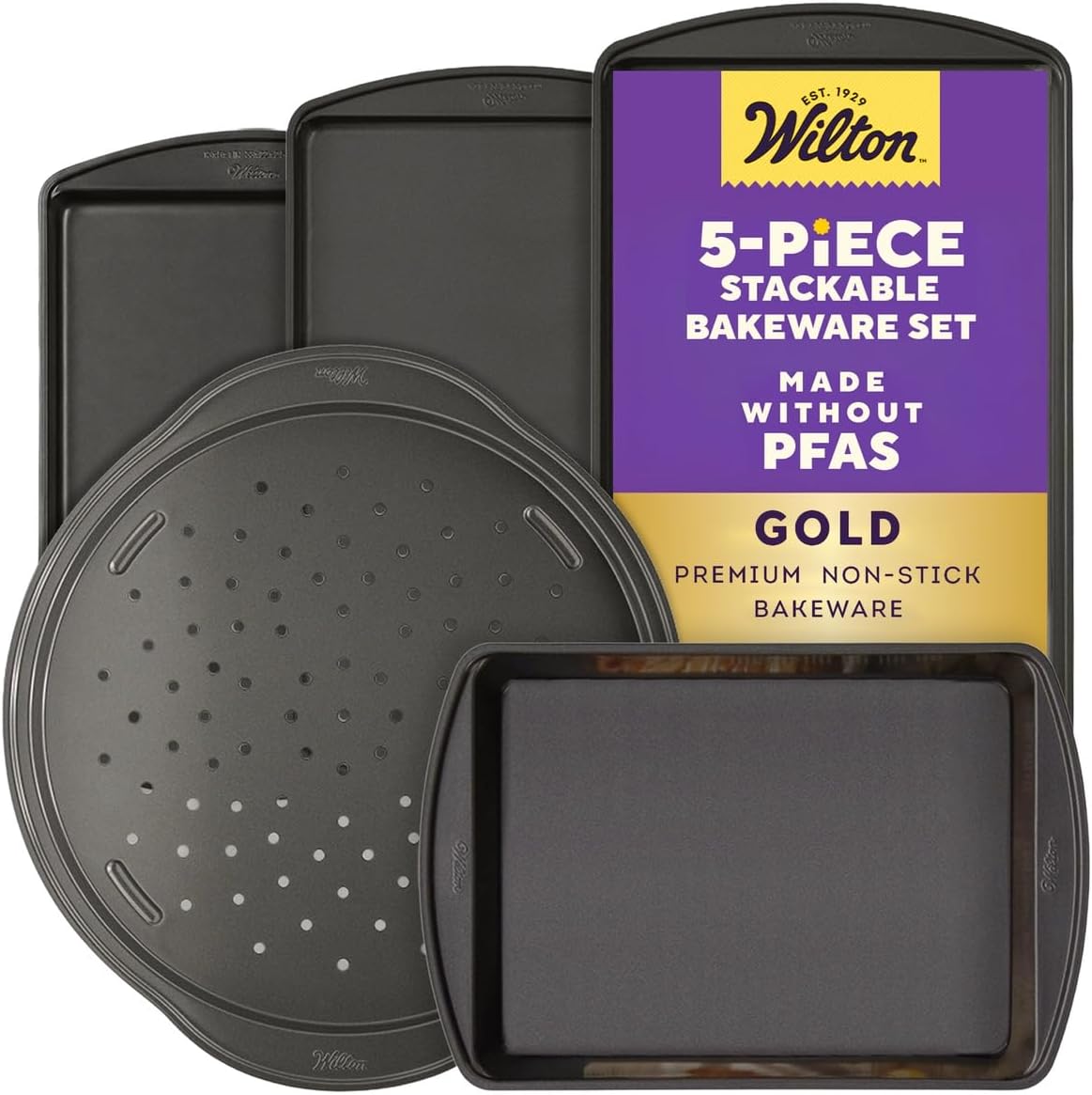 Wilton 5-Piece Gold Bakeware Set, Made Without PFAS