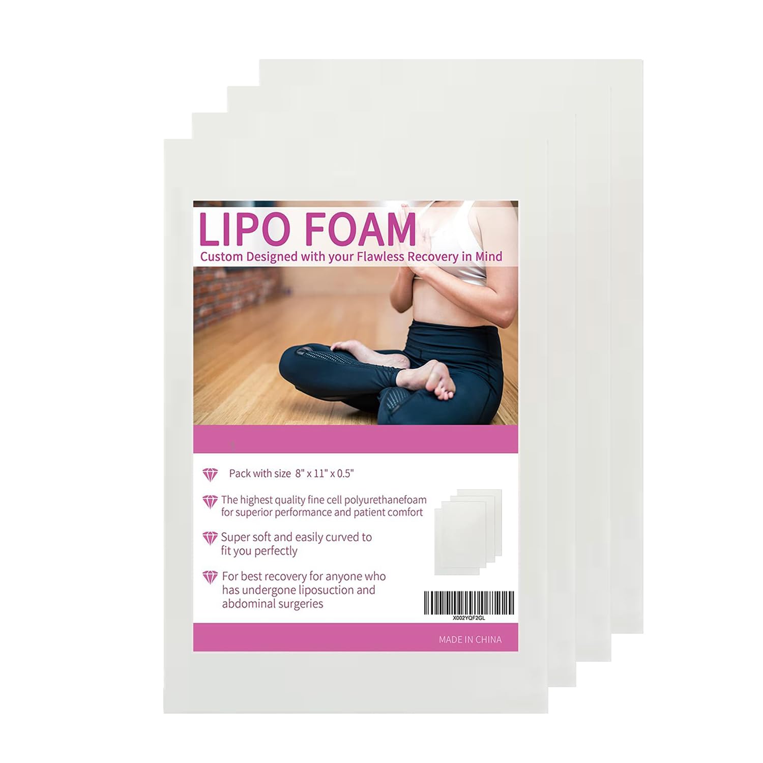 4 Päckchen Lipo-Schaumstoff-Pads Ab Board nach Operationen 20 x 28 x 1,3 cm Fettabsaugung Chirurgie Foam Sheet Hilfe bei postoperativer Fettabsaugung, Bauchdeckenstraffung