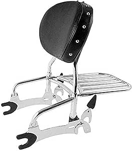 XMT-Moto 14" Backrest Sissy Bar With Luggage Rack For Indian Motorcycles - Chrome With Tan Leather