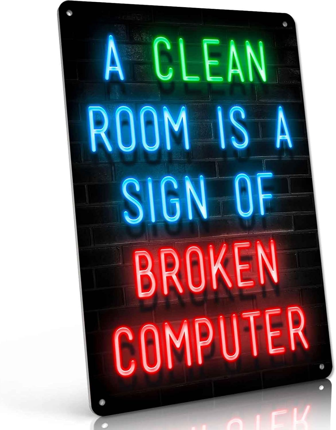 Sarcastic Clean Room Broken Computer Metal Sign 8 x 12 Inch