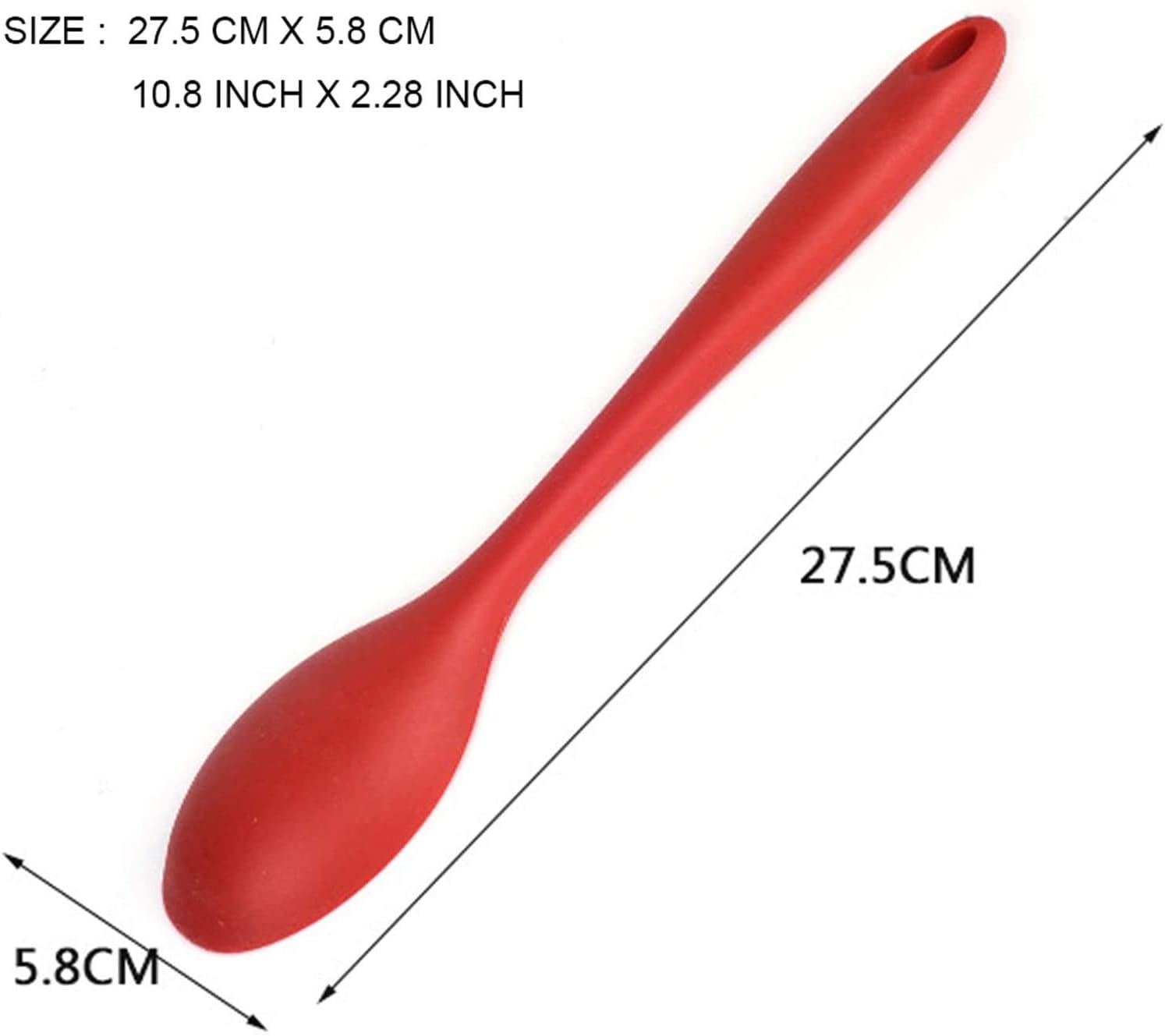 CZC Silicone Nonstick Mixing Spoons Set 2, High Heat Resistant to 480°F, Hygienic Design Cooking Baking Spoons Set for Stirring, Mixing and Serving,Red and Black: Home & Kitchen