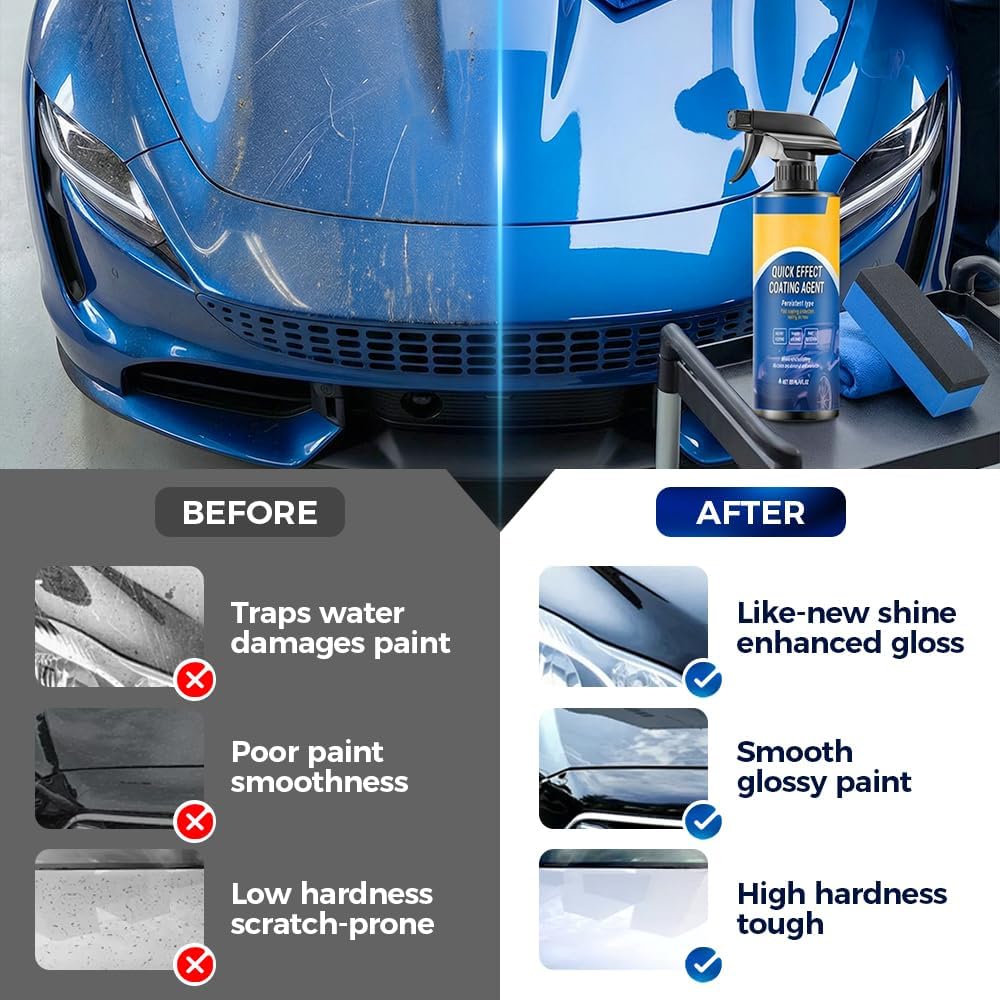 Quick Effect Car Coating Spray, Waterless Wash & Polish, Car Coating Spray for Shine & Protection, Quick Acting Paint Protection and Glass Cleaner (3pcs)