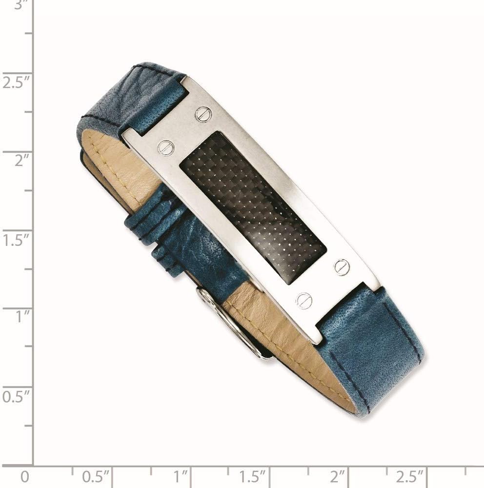 Bracelet White Stainless Steel bracelet ID Black Blue Men's 8 in 14 mm