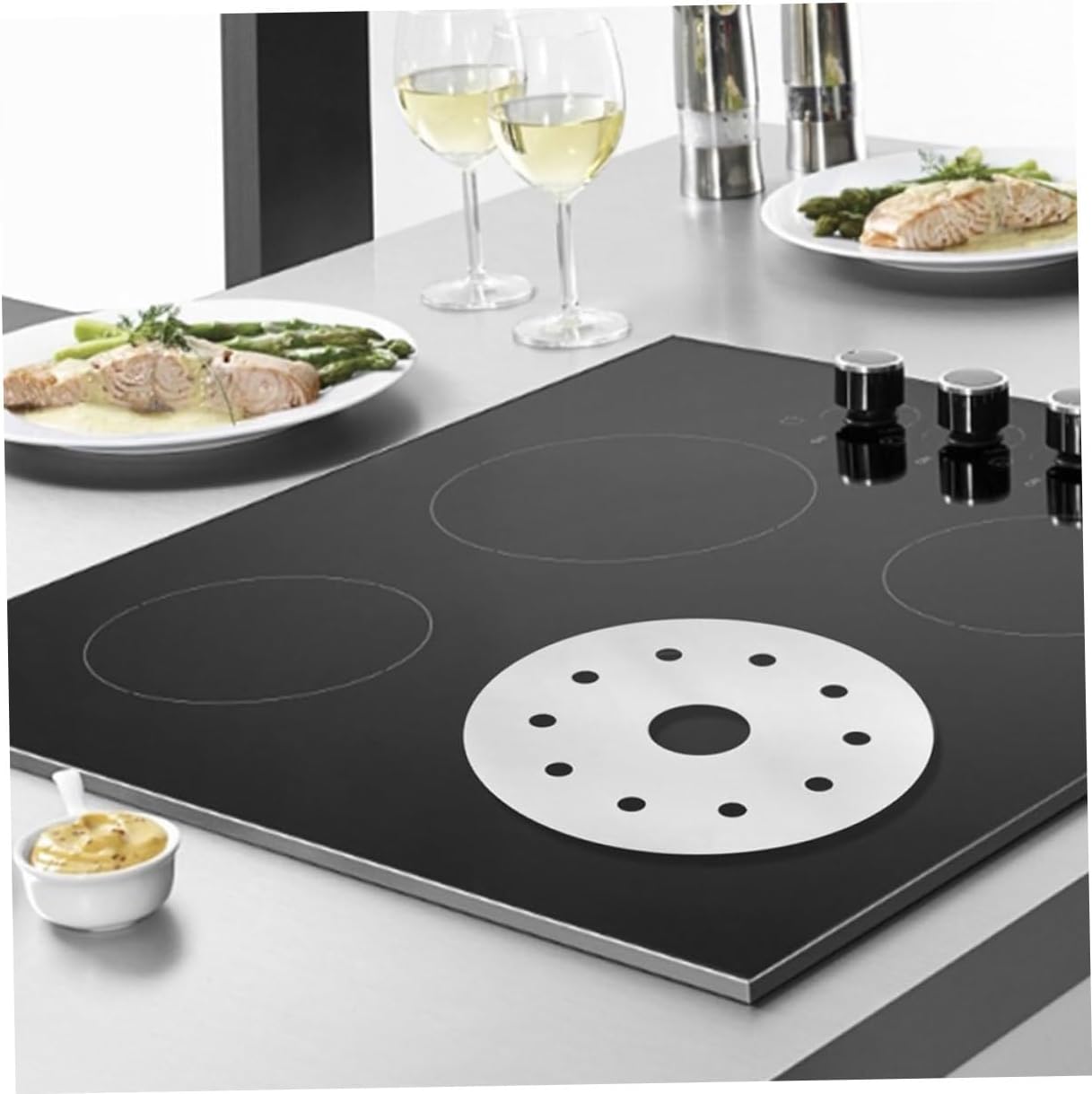 2pcs Stainless Steel Heat Induction Disk Cooktop Induction Plate Adapter Heat Diffuser