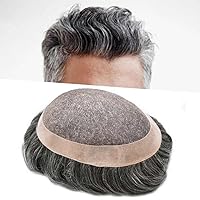 Vista 13 de LYRICAL HAIR Toupee - Sistema de cabello de repuesto para hombre, monofilamento para hombre, postizo duradero con revestimiento de poliéster NPU