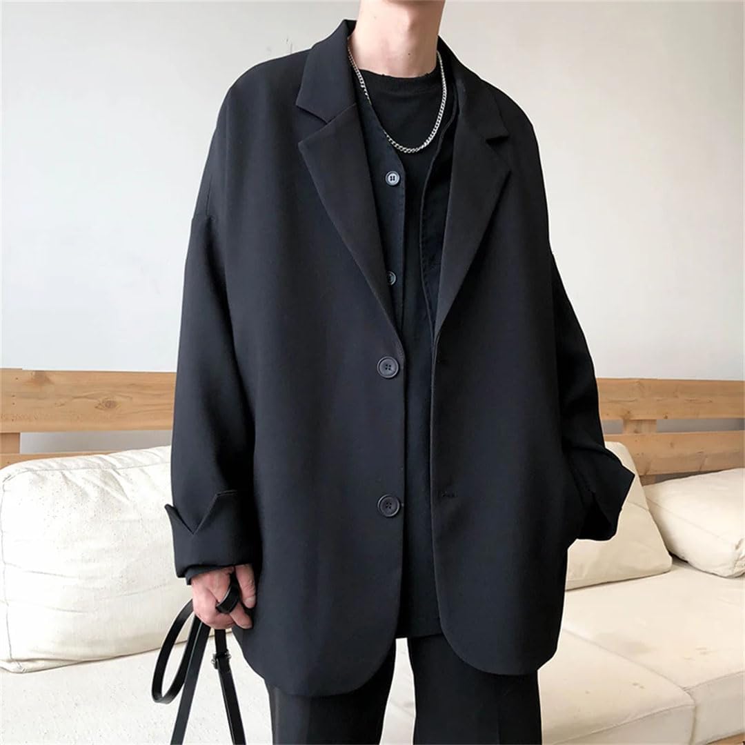 Men British-Style Blazers Trendy Loose Suit Jackets