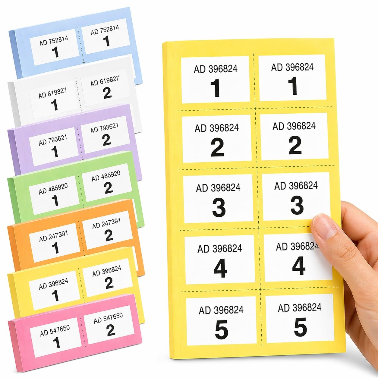 YLAB Raffle Tickets Book 1-1000 โ Perforated, Security Numbered | Choose Colour: Pink, Blue, Green, Orange, Purple, White, Yellow | Fundraising, Prize Draws, Cloakroom, Events (Yellow) โ image 1
