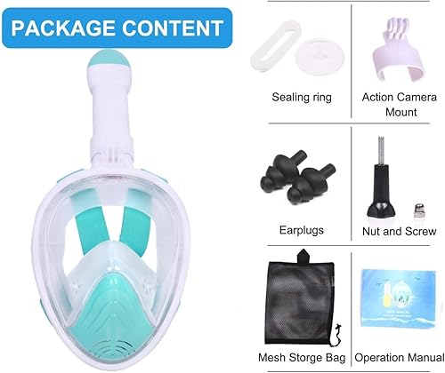 Miniatura 6 de Máscara de esnórquel para niños, máscara de buceo de cara completa, antivaho y antifugas, juego de esnórquel para niños de 5 a 14 años