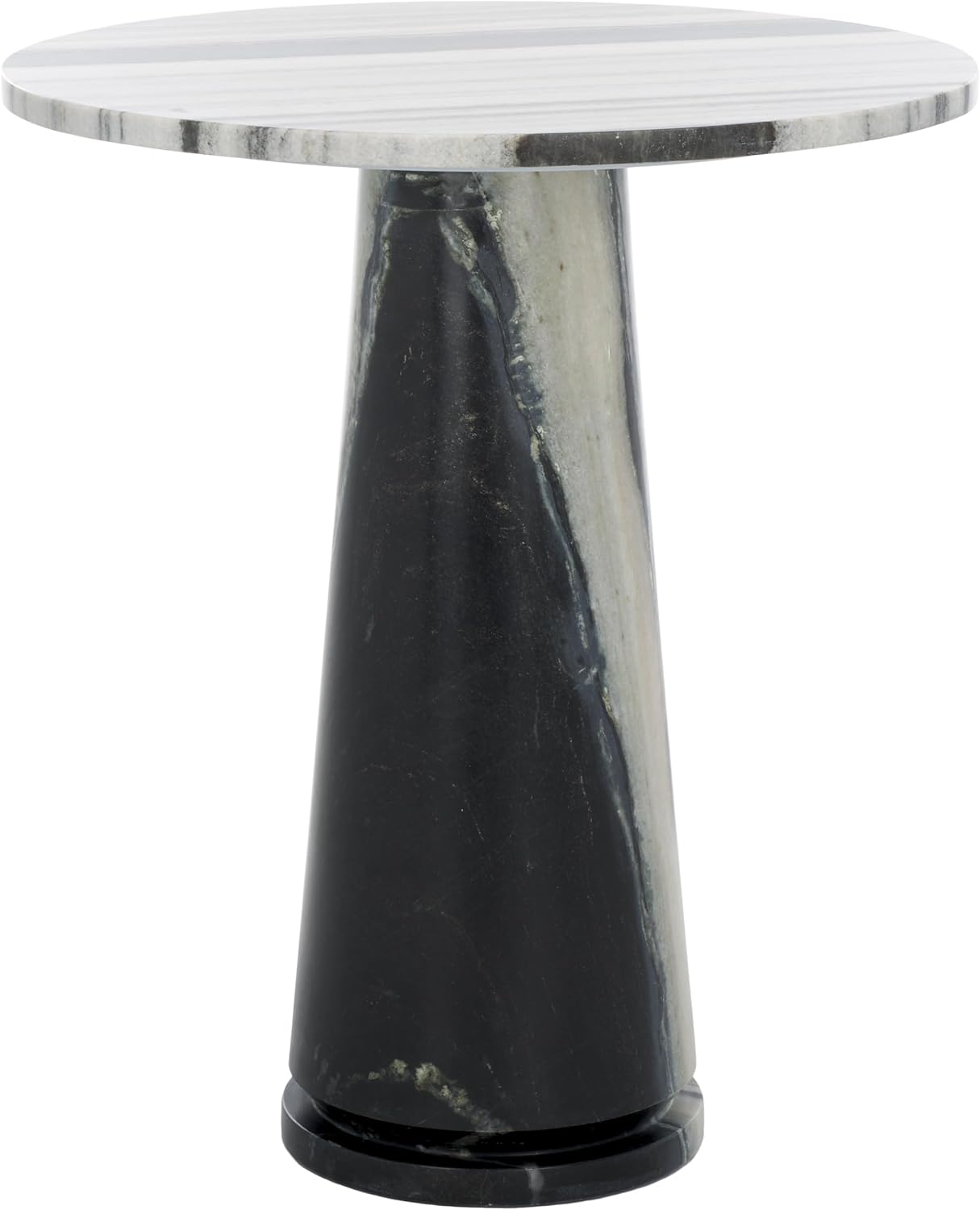 SAFAVIEH Furniture - Valentia Tall Marble Accent Table - White & Black - Marble Top - Glam Stone Pedestal Design - Ideal for Living Room, Entryway, Dining Room, 20.5" W x 20.5" D x 23.5" H (SFV9703F)