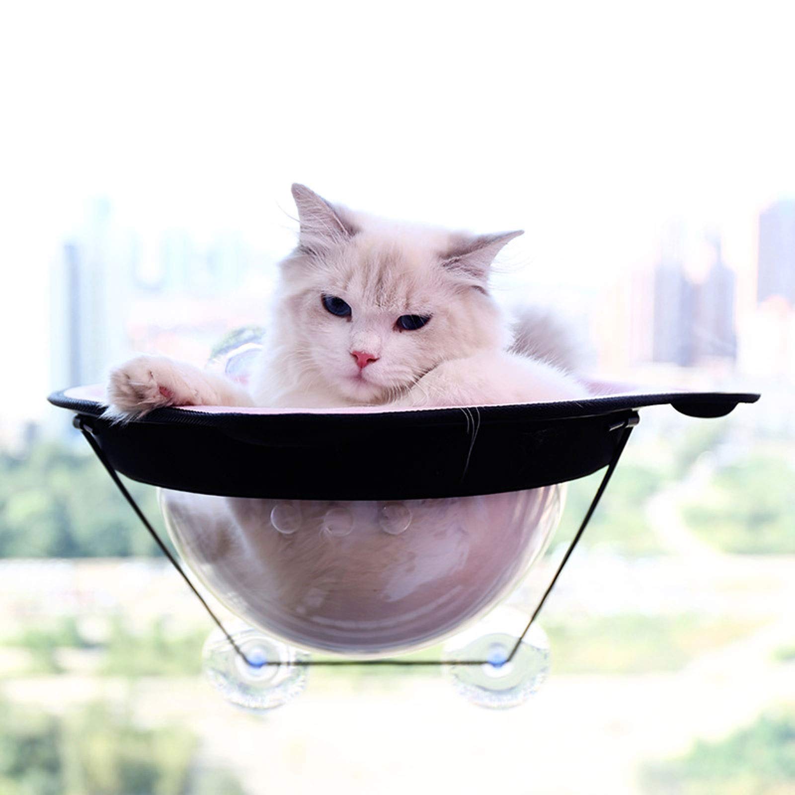 Cama para Mascotas Perca de la Ventana del Gato, Hamaca de la Ventana del Gato, Kitties Cama soleada para Arriba, Marco de Metal Estable Cara de Gato Hamaca Cama Mascota Waterloo