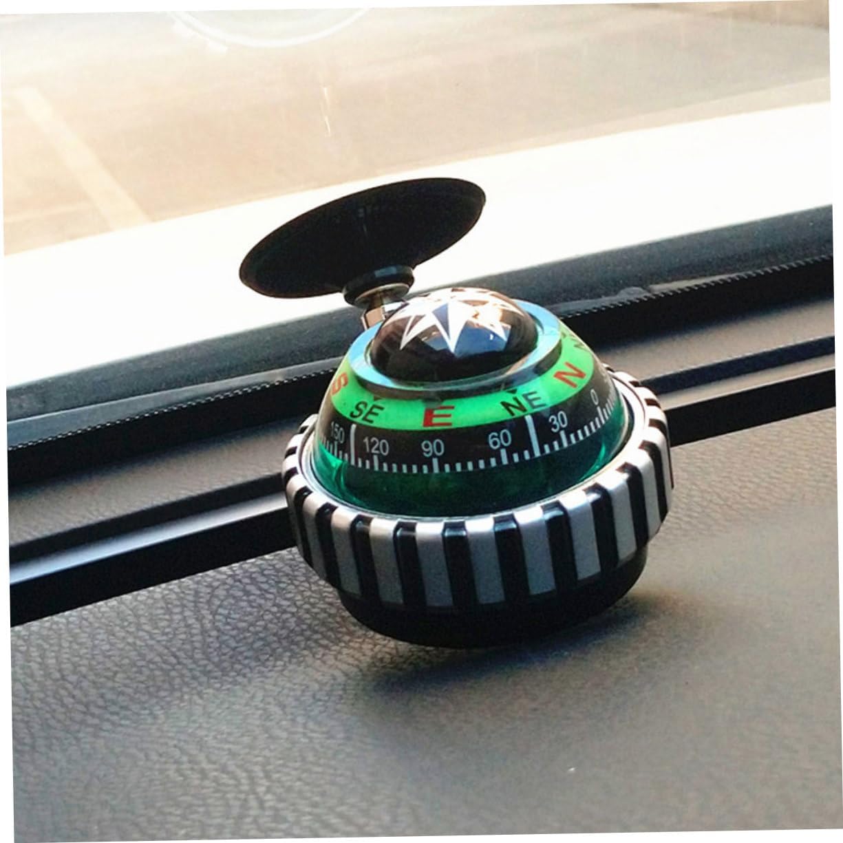 Abaodam 2pcs Adjustable Ball Compass for Car Boat Truck Dashboard Mount Abs Material Vibrant Green Color Multi-Function Automotive Navigation Tool for Outdoor Use