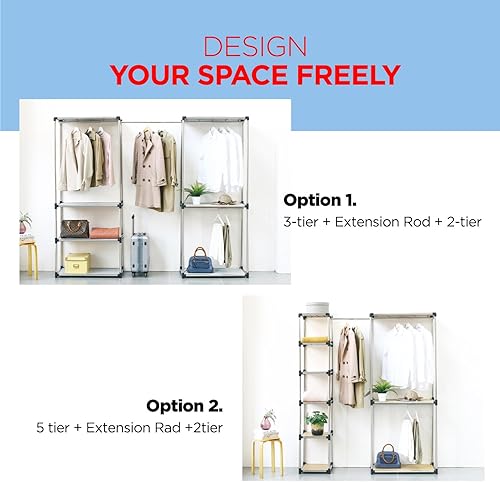 Miniatura 6 de Sistema organizador de armario independiente de acero inoxidable de alta calidad, fácil de montar, duradero y versátil, resistente y ajustable,