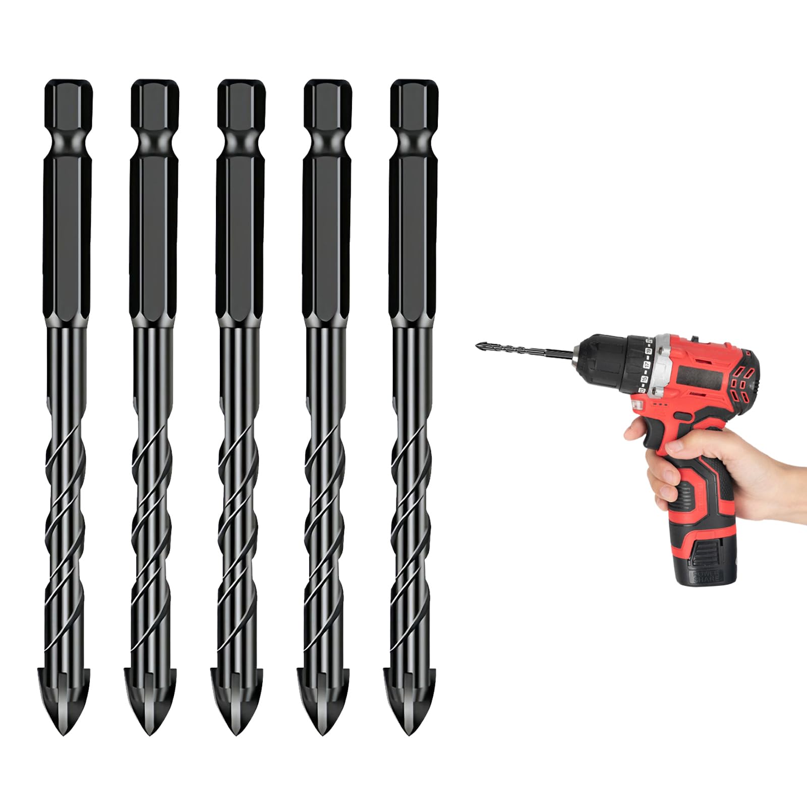 5 Pcs 6mm Tile Drill Bits for Ceramic & Porcelain,ceramic tile drill bits