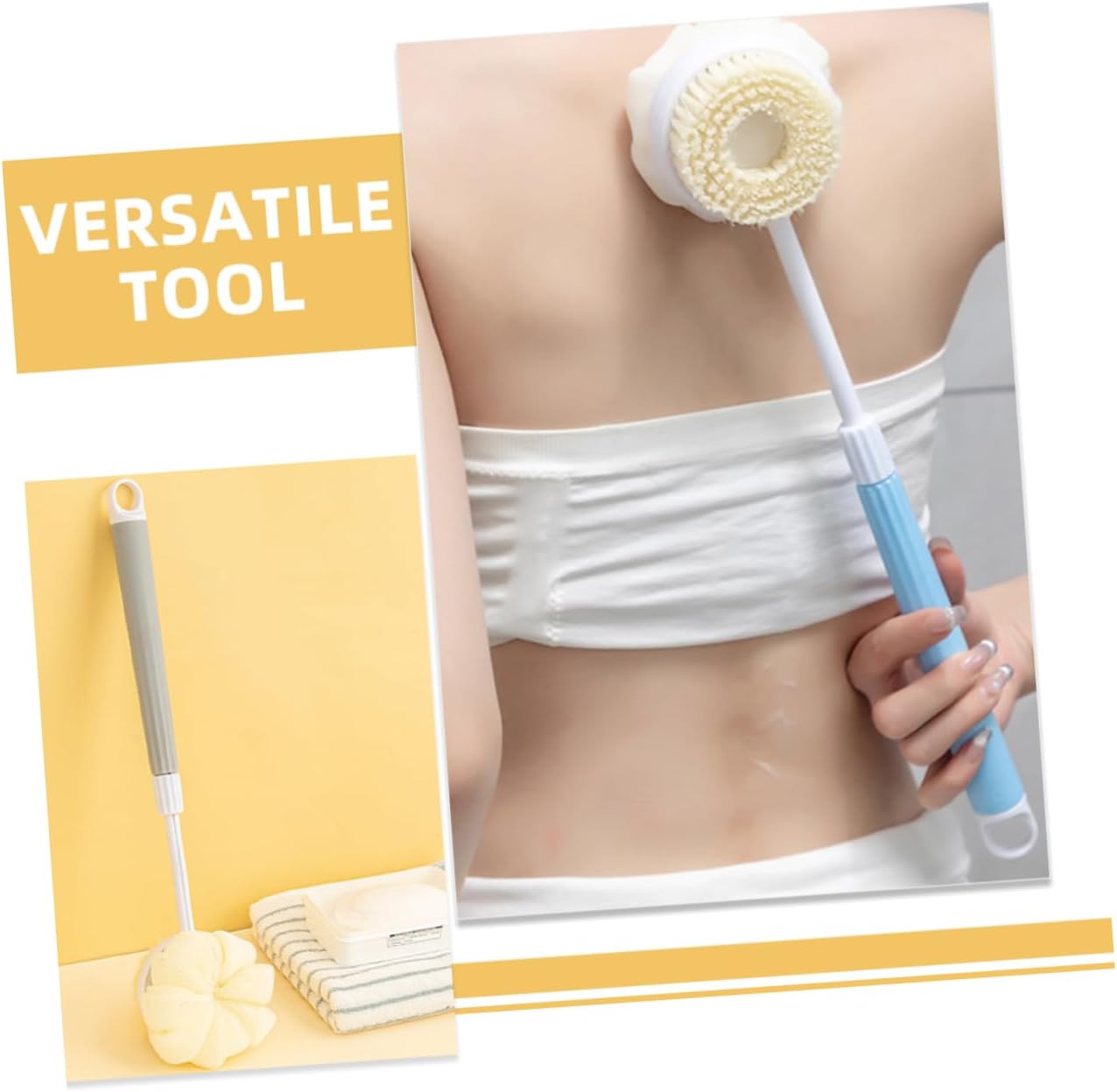 Didiseaon 2pcs Body Scrubber Bath Brush Long Handle Back Rubbing Brush for Men Shower Back Scrubber