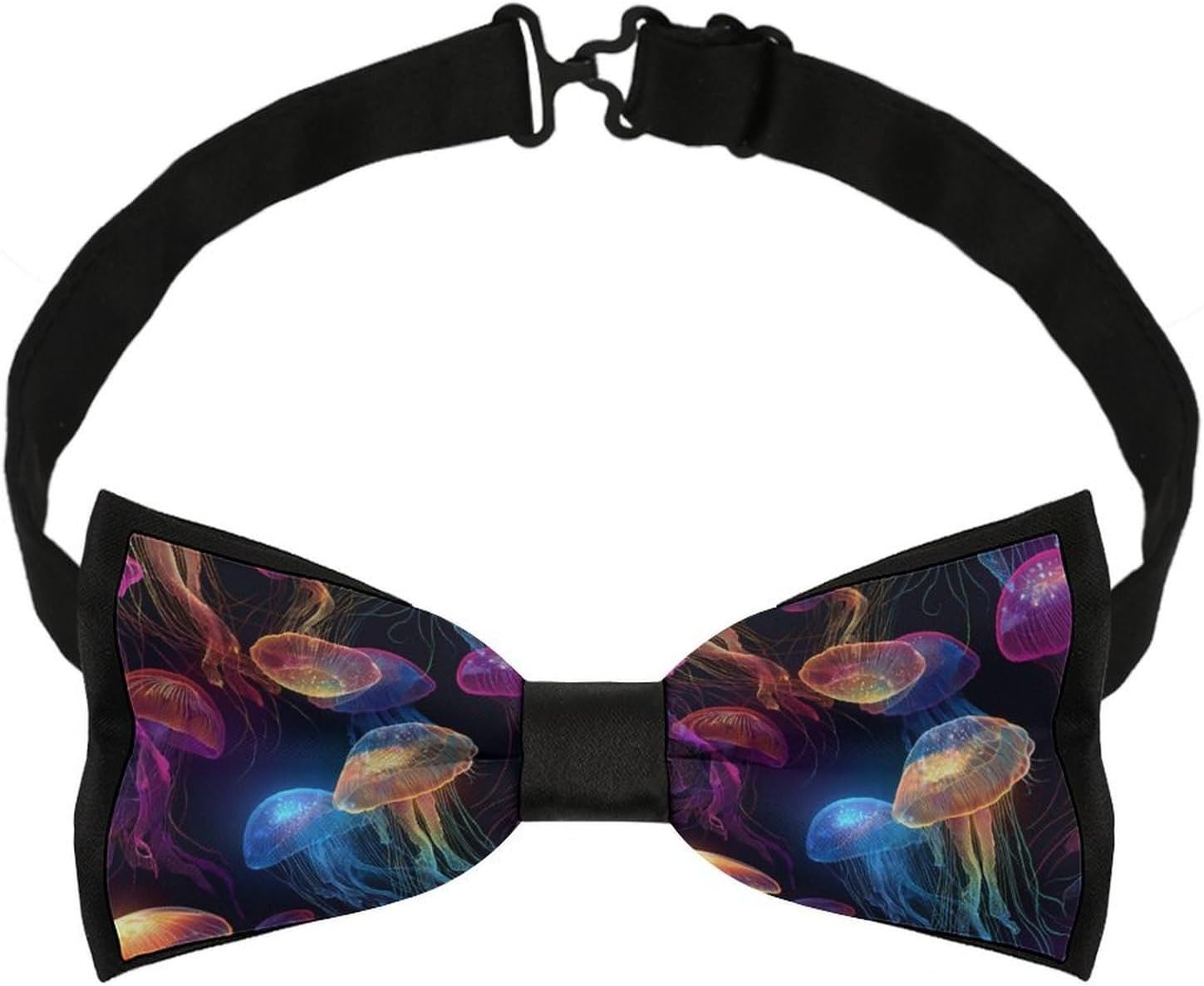 Glowing Colors Jellyfish Novelty Men's Bow Tie Pre-tied Adjustable Bowtie Accessories for Wedding Party