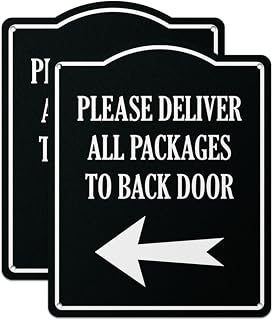 8 x 10 inch, 2PK, Aluminum Package Delivery Sign - Please, Deliver All Packages to Back Door Sign with Protective Film for Outdoor Use