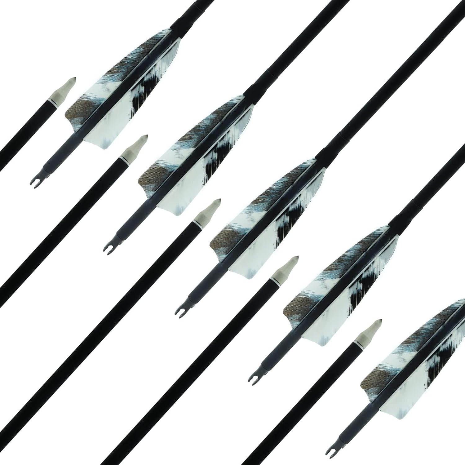28/29/30/31Inch Carbon Arrow Archery Spine 500 4" Natural Turkey feather Competition Practice Target Shooting Hunting Suitable For Recurve Long Traditional Bow And Compound Bow Pack of 12Pcs