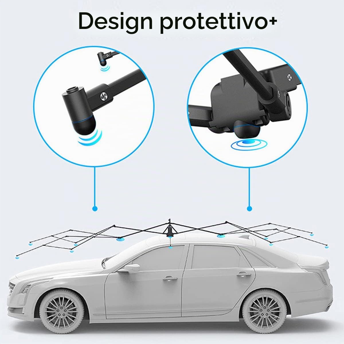 Ombrello Completamente Automatico con Telecomando,Copri Auto per Esterno Portatile,Tenda da Tetto Mantiene Fresco Il Tuo Veicolo,Adatto per Veicoli Superiori a 4,8m,Grey-5.2m