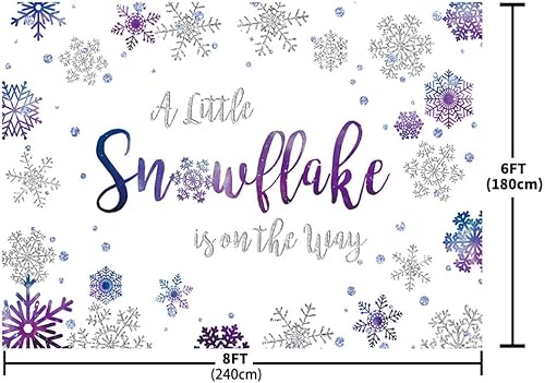 Miniatura 5 de Telón de fondo de copo de nieve de 8 x 6 pies para baby shower, decoración de fiesta de baby shower, decoración de fiesta de baby shower, país de