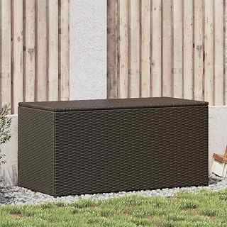 Poly Rattan Patio Storage Box 39.3x19.6x19.6 Inches, Outdoor Storage Chest with PE Liner and Zipped Closure, Powder-Coated Steel Frame for Garden Cushions and Pillows