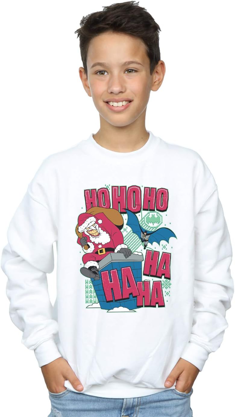 DC Comics Boys Batman and Joker Ha Ha Ha Ho Ho Ho Sweatshirt White 7-8 Years