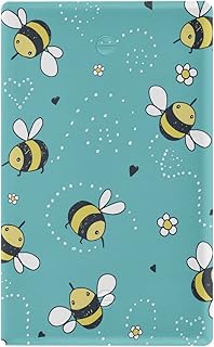 YYZZH Cartoon Cute Bee Flower Heart Pattern Doodle On Blue Unused Outlet Cover Switch Plate 2.9