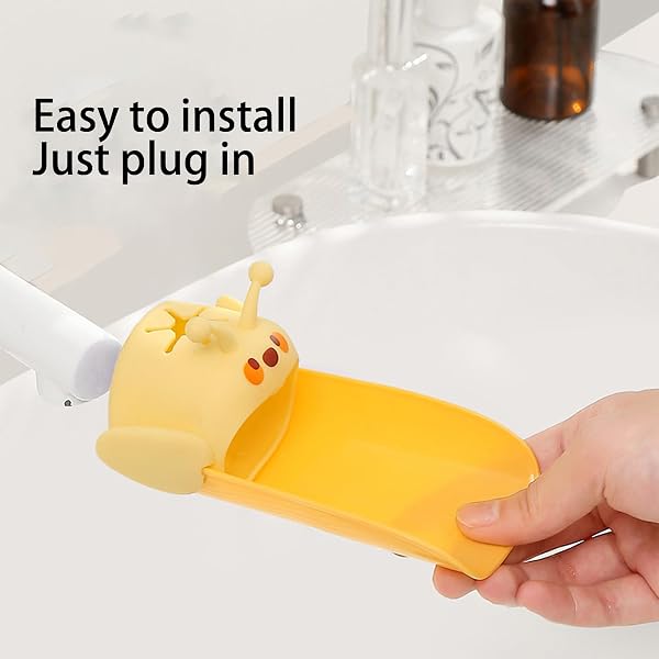 Estensione per beccuccio 'acqua, copertura per rubinetto a forma di animale, estensore colorato con robusto scudo paraspruzzi, strumento di addestramento per l'igiene dei bambini, ideale per bagno - 5