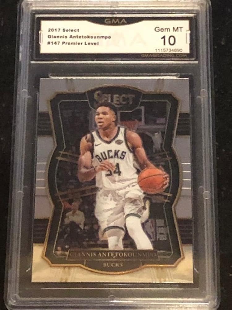 2017-18 Select Basketball Premier Level #147 Giannis Antetokounmpo Bucks GMA 10 Panini Trading Card (Serial Number May Vary)