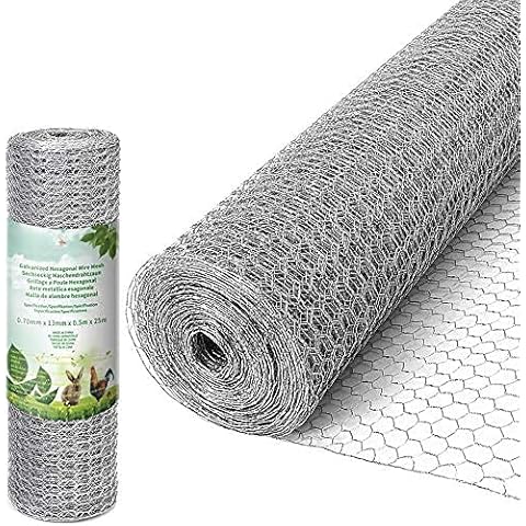 Amagabeli Chicken Wire 0.5Mx25M | 13mm Holes | 0.7mm /22 Gauge,Galvanized Hexagonal Wire Mesh Fencing Hot-Dipped Wire Poultry Netting Rabbit Dog Hardware Cloth Garden Animal Enclosure DA132 Cover