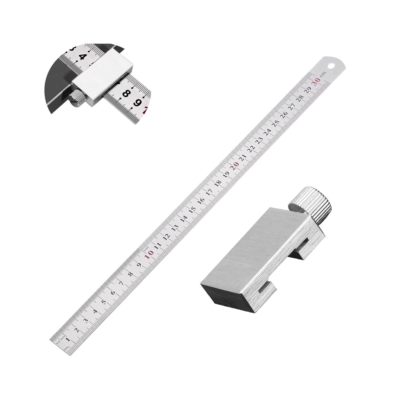 Règle De Butée En Acier Inoxydable Nizirioo 30 Cm - Outil De Traçage Précis Pour Travail Du Bois Et Bricolage