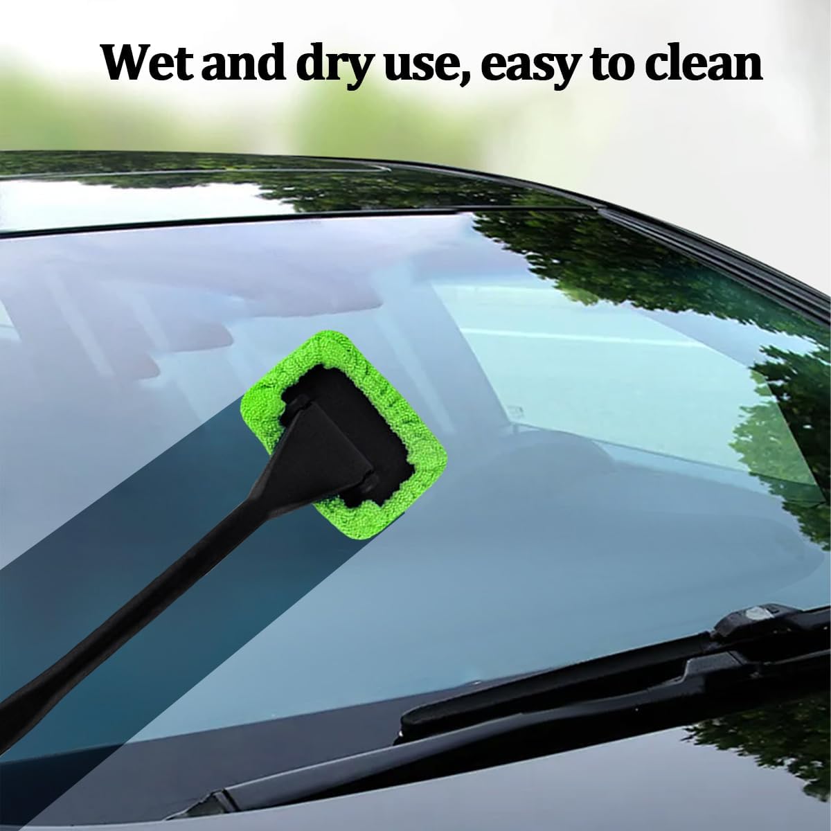 6PCS Car Windshield Cleaning Tool, Vehicle Windscreen Cleaner with 4 Washable and Reusable Microfiber Pads, Automotive Glass Wiper Cleaning Kit, Universal for SUV RV Truck image 5
