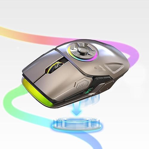 RGB LED Lighting, EDC Stress-release, Bluetooth 2.4G Wireless UFO Gaming Mouse, 5 Buttons, 4 DPI Optical, Rechargeable, with USB Receiver, for
