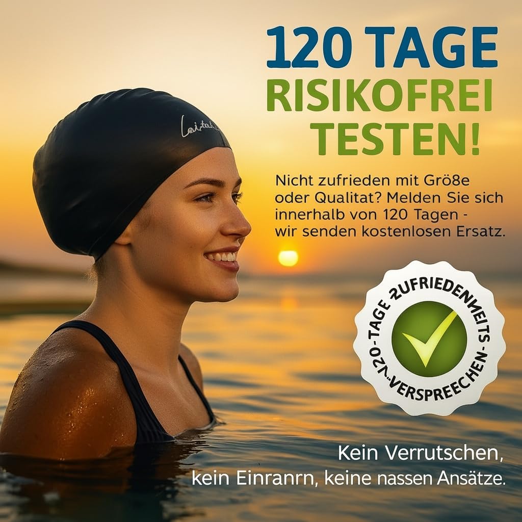 Extra große Badekappe für Lange Haare – Silikon Schwimmkappe mit Komfort-Sitz – Für Dreadlocks, Zöpfe & Afro – Wasserdicht & bequem – Damen & Herren Badehaube