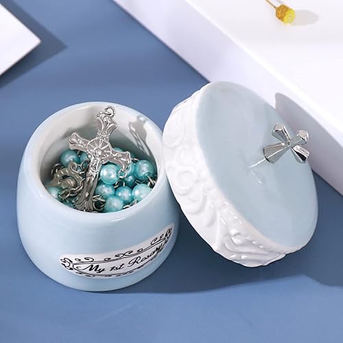 Miniatura 6 de My First Rosary Cross for Boy - Caja de recuerdo y rosario, juego de regalo, color azul