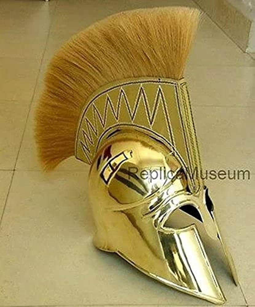 Brass Greek Corinthian Armor Helmet W/Plume