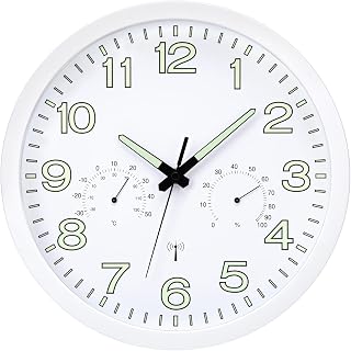 VIVILINEN Wanduhr Funk Leuchtend mit Thermometer und Hygrometer