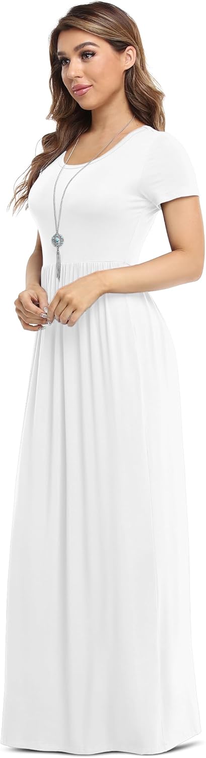 VIISHOW Women's Short Sleeve Loose Plain Maxi Dresses Casual Long Dresses with Pockets - Image 2