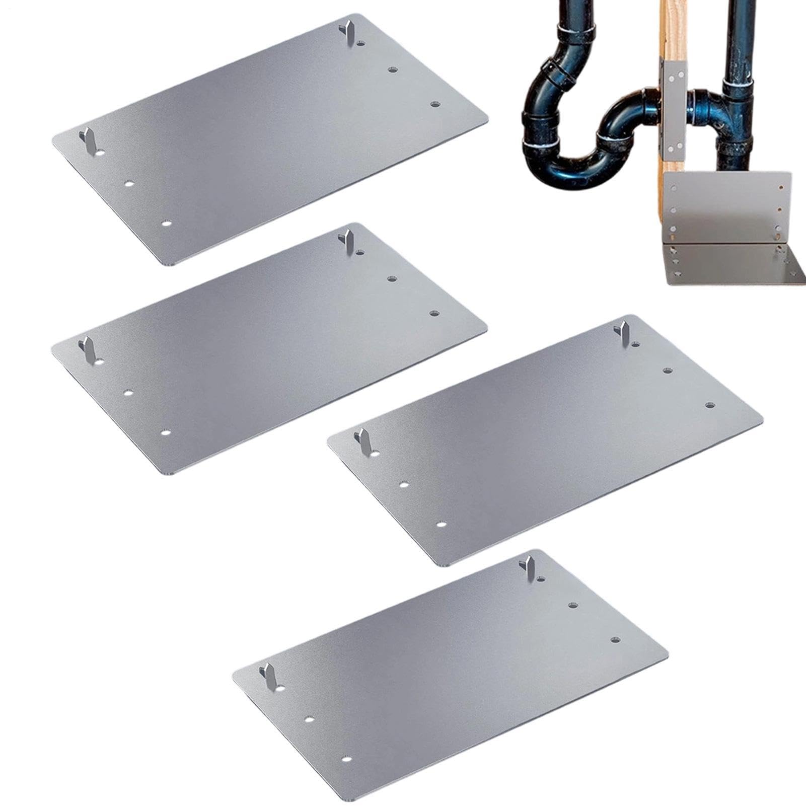 Nagelplatte – Set mit 4 Nägeln aus Stahl, selbstbefestigend, Schutzschild für Holzpfosten, für zentrale Saugleitungen, Rohre aus Gipskarton und elektrischen Kabeln