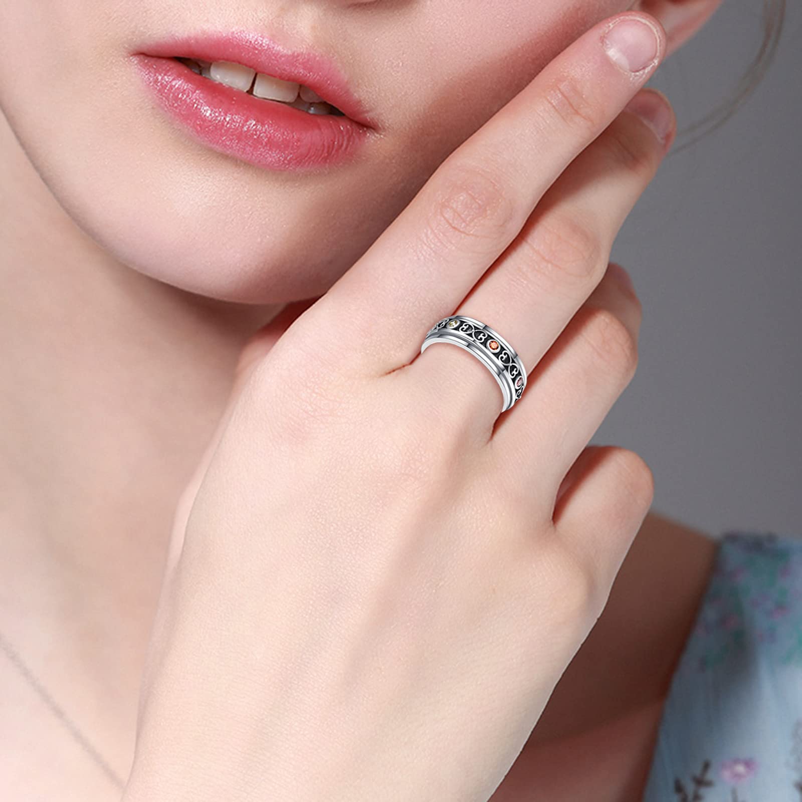 Fidget Ringe für Angst für Frauen Sterling Silber Chakra CZ Ringe