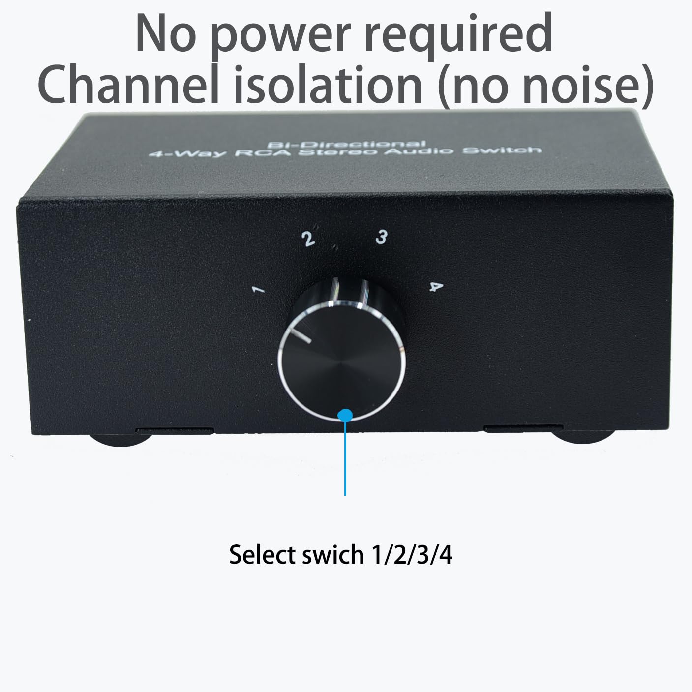 Sin alimentación externa, sin ruido, 4 vías, 1 en 4 salidas o 4 en 1, selector de sonido de audio RCA hembra estéreo de 4 canales, conmutación de caja