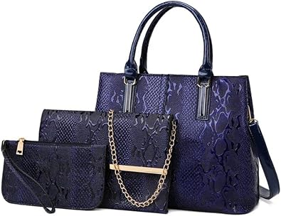 YAQUNICER Women Soft Synthetic PU Leather Satchel Crossbody Hobo Large Capacity Embossing 3pcs Handbags Shoulder Clutches