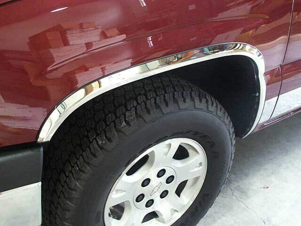 QAA is Compatible with 1999-2006 Chevrolet Silverado, 2000-2006 Chevrolet Suburban, 2002-2006 Chevrolet Avalanche 4 Piece Molded Stainless Steel Wheel Well Fender Trim Molding, 1.75" Width WZ39181-L