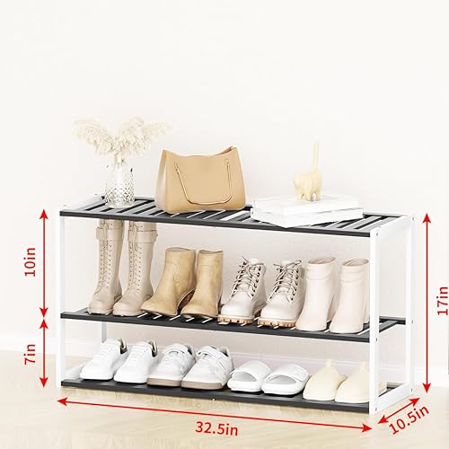 Miniatura 8 de Zapatero de bambú  Zapatero vertical para espacios pequeños, estante de zapatos delgado que ahorra espacio, zapatero alto vertical estrecho para