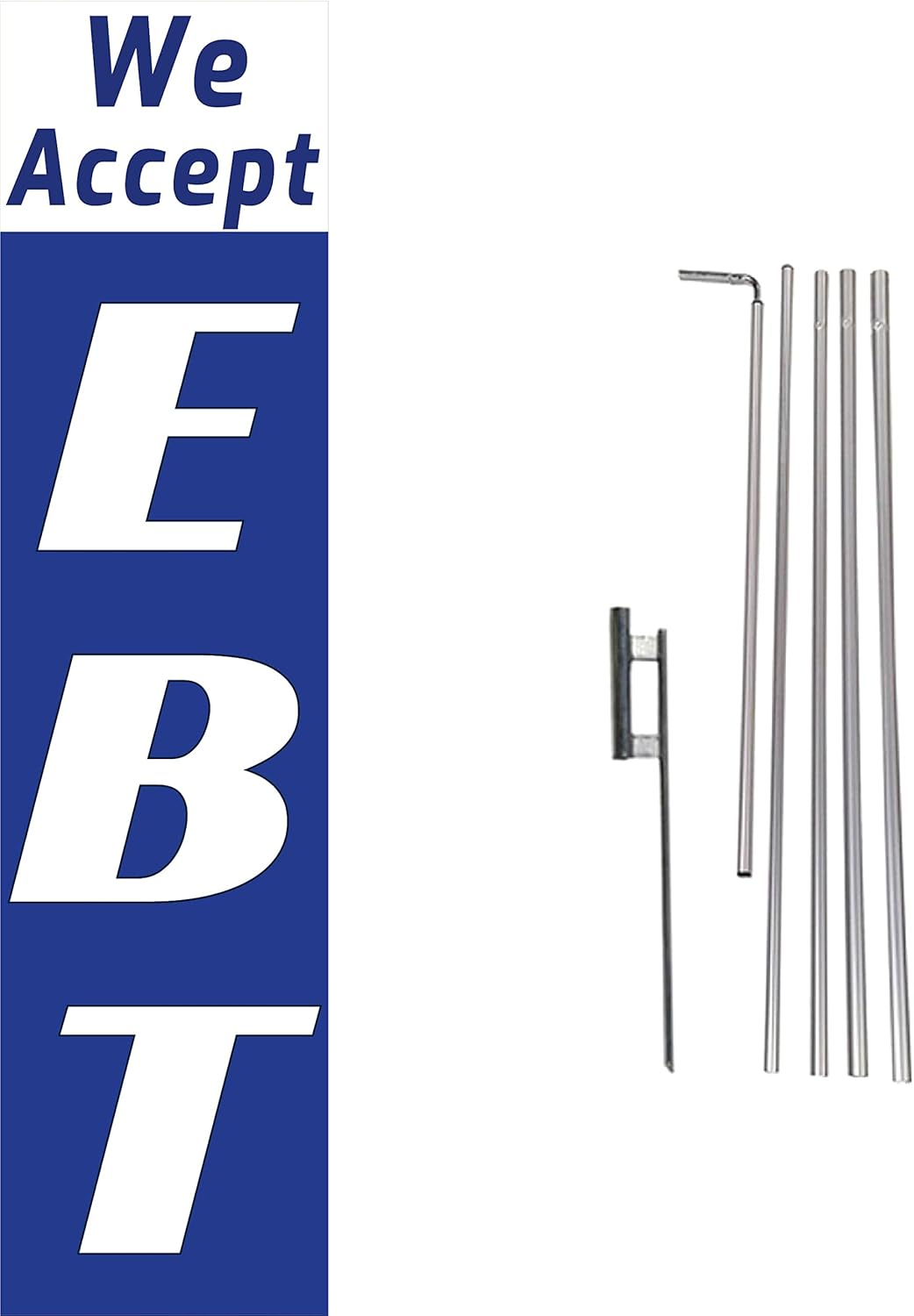 ICE AND WATER Rectangle Flag – 15' FT Pole Kit & Ground Stake for Outdoor Swooper Advertising Sign - ideal for Convenience Store