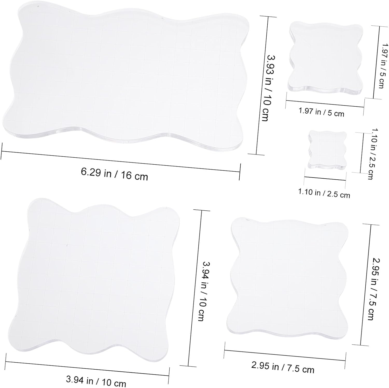5Pcs Acrylic Stamp Blocks Handle Plate for DIY Craft Positioning